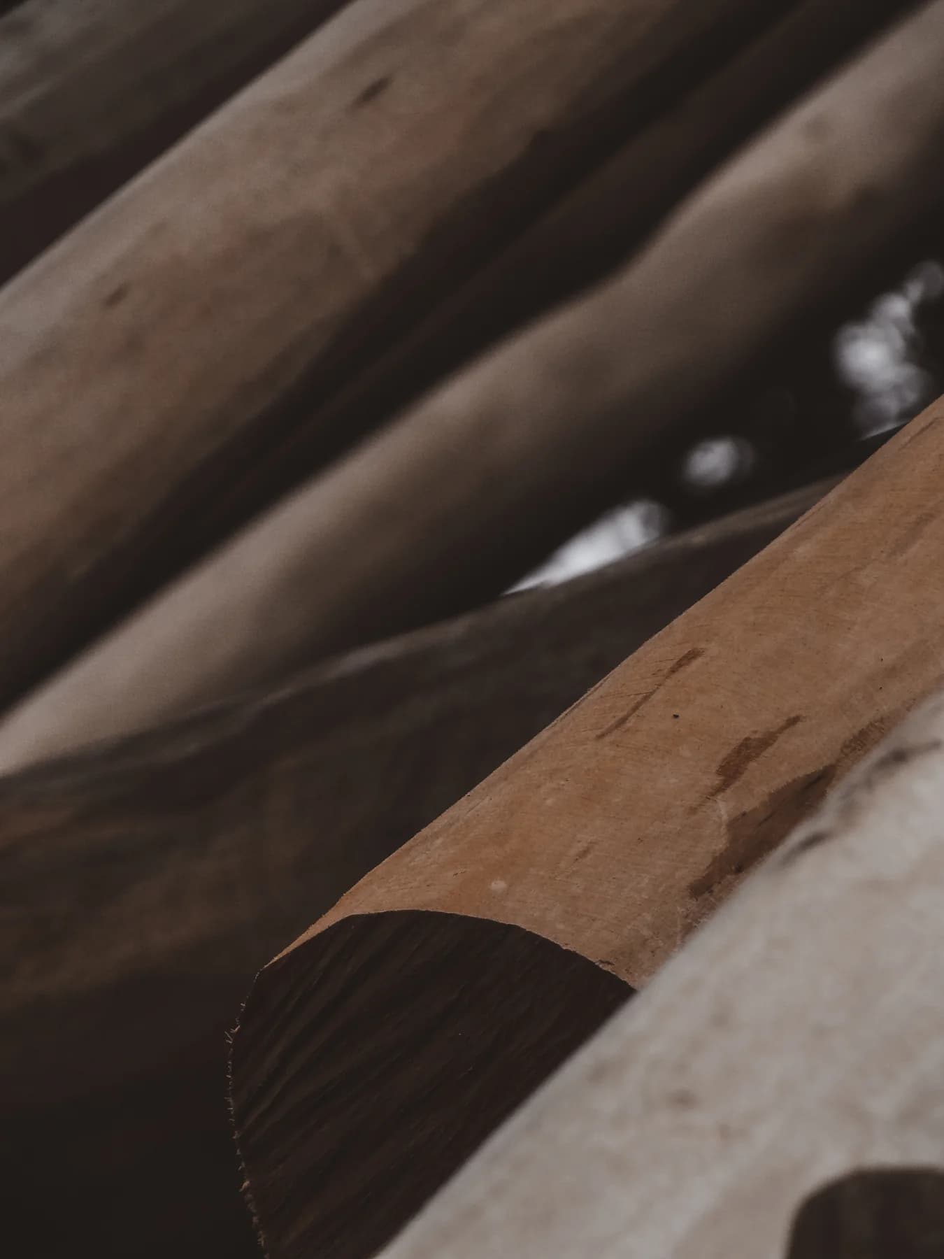 Wooden beams, hand-assembled